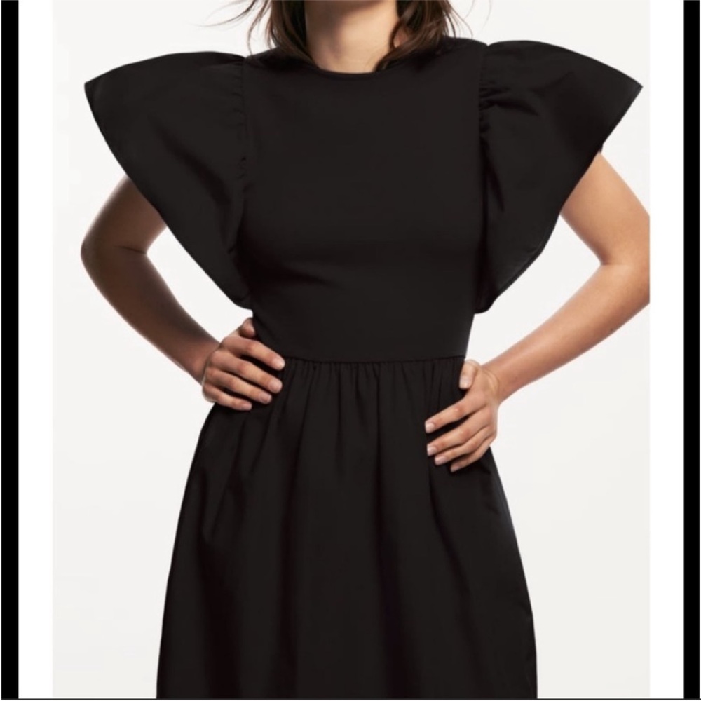 Zara Black Flutter Sleeve Midi Sundress - Picture 12 of 16